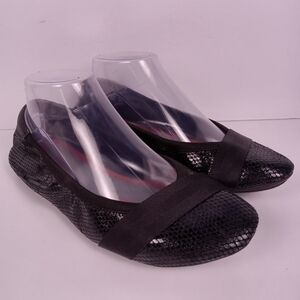 Puma Rhythm Shine Black Python Snake Texture Ballerina Ballet Flats Womens 9